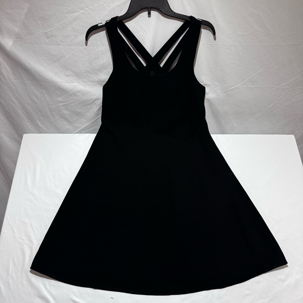 Vintage 90s Dress by CDC Caren Desiree Company Black Size 4 Satin Lined Cross Bk